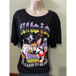 Women's Black Disney Villains  Graphic T-Shirt  Black Size 2X New